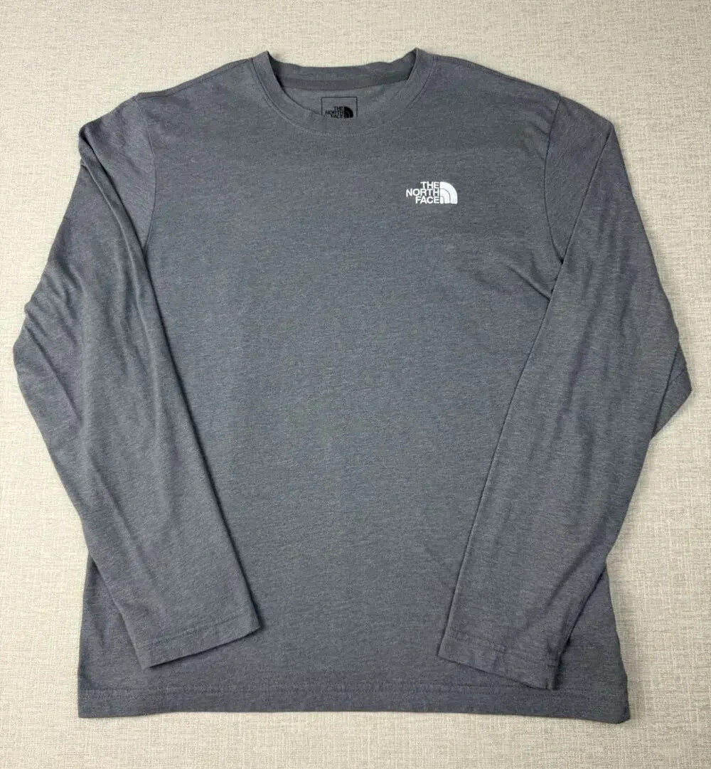 The North Face Long Sleeve Logo T-Shirt Gray Men’s Medium Crew Neck Graphic Tee